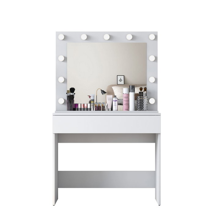 Hanah Home BJ120 - 2916 Mesa de Maquillaje Blanca con Espejo e Iluminación Hanah Home BJ120 - 2916 Mesa de Maquillaje Blanca con Espejo e Iluminación